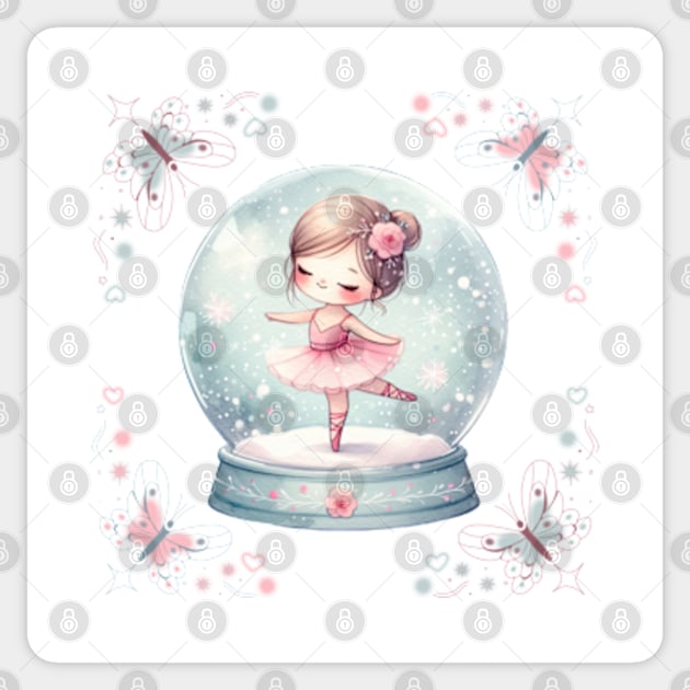 Coquette Ballerina in a Snow Globe Sticker by HoldenFamilyDesigns